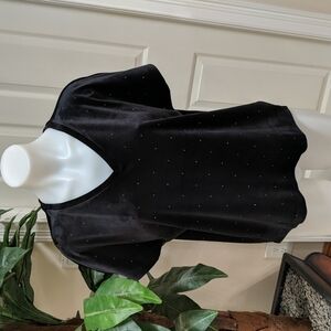 Loft Women's Short Sleeve Velvet V-Neck Top with Studs Size XS